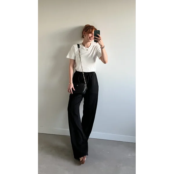 Natural Siyah Keten Pantolon