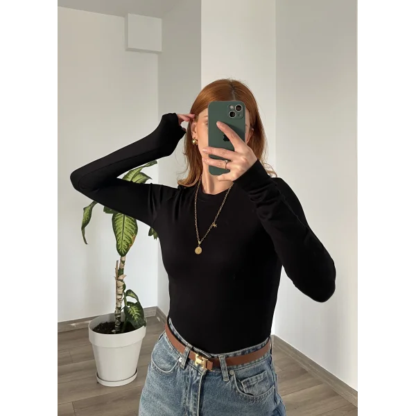 Oys Likralı Siyah Body