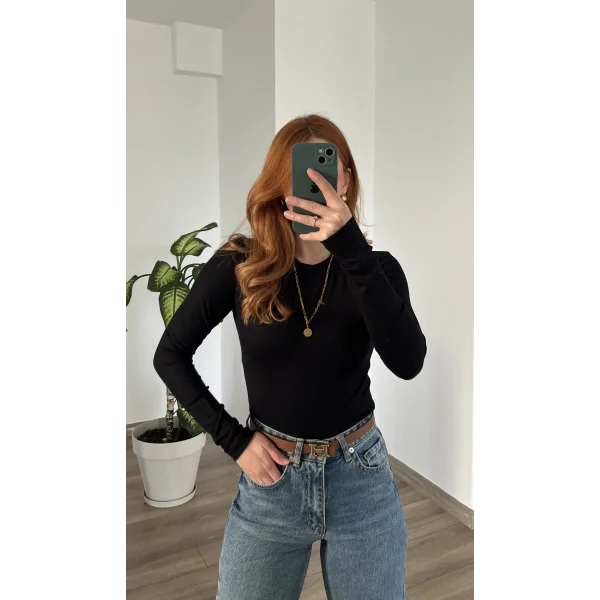 Oys Likralı Siyah Body