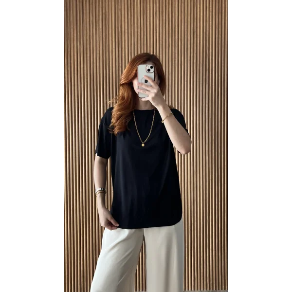 Oys Modal Siyah Tshirt