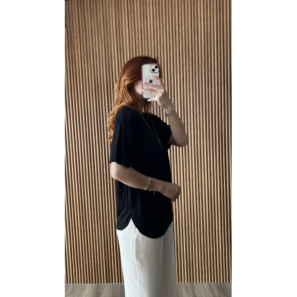 Oys Modal Siyah Tshirt