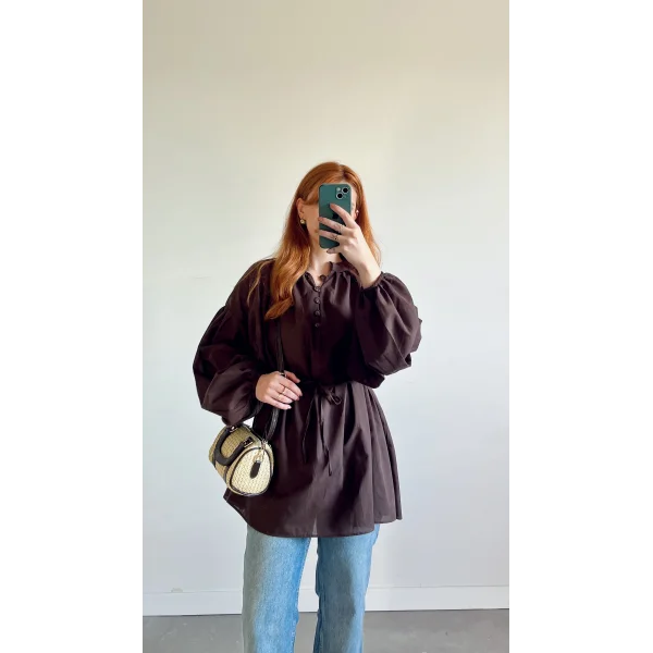 Pamuk Vual Kahve Gömlek (%100 pamuk)