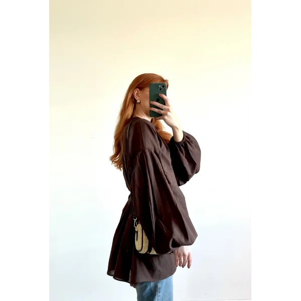 Pamuk Vual Kahve Gömlek (%100 pamuk)