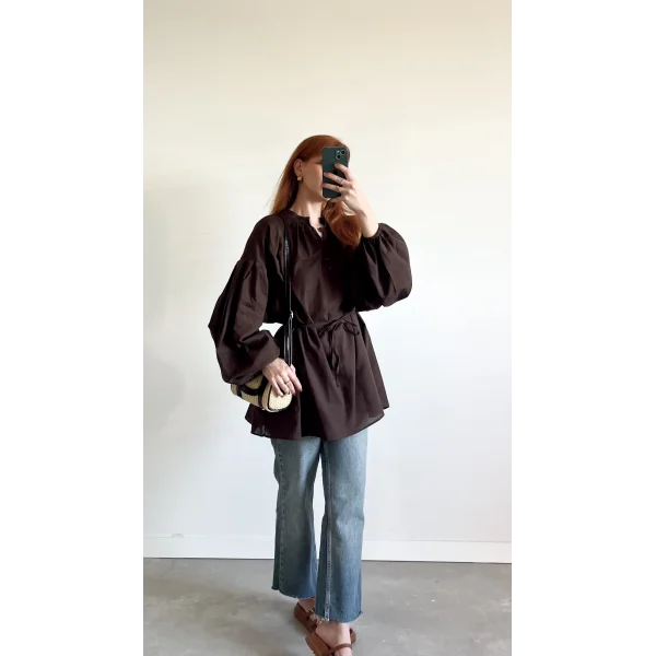 Pamuk Vual Kahve Gömlek (%100 pamuk)