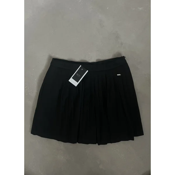 Pileli Siyah Şort Etek