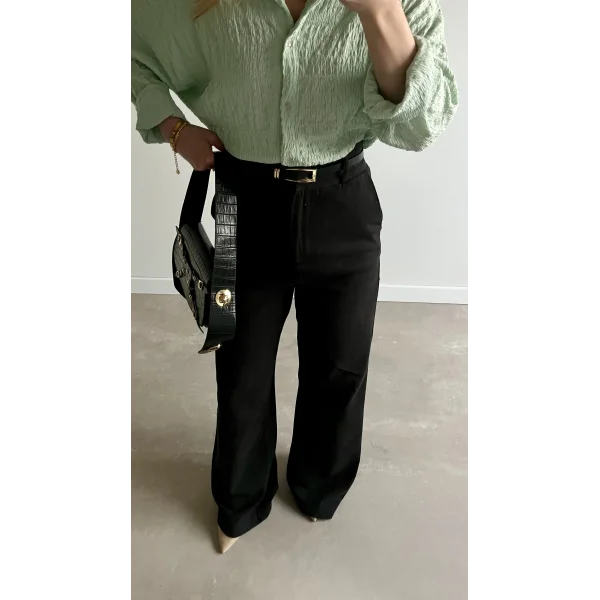 Premium Ham Keten Siyah Pantolon