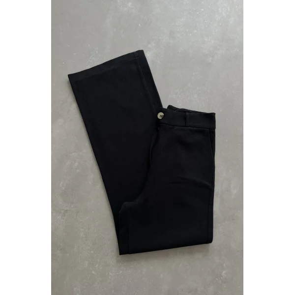 Premium Ham Keten Siyah Pantolon