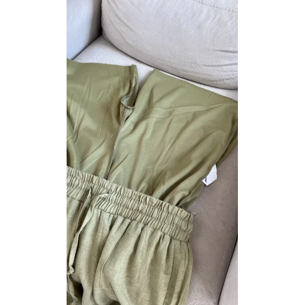 Premium Ham Keten Yeşil Pantolon ( içi astarlı )