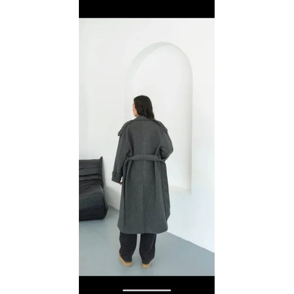 Premium İçi astarlı Koyu Gri Kaşe Kaban