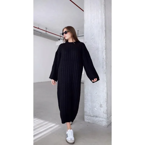 Premium Örgü Siyah Elbise