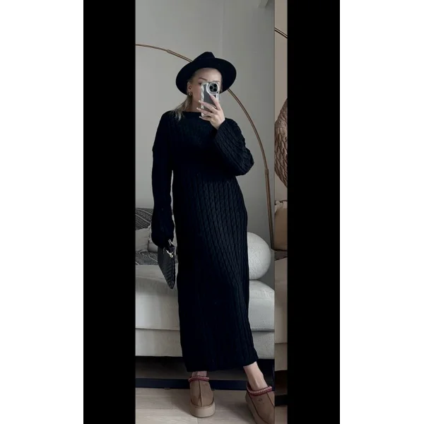 Premium Örgü Siyah Elbise