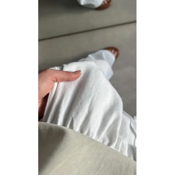 Premium Zr Beyaz Keten Pantolon