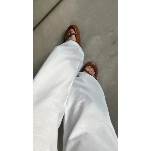 Premium Zr Beyaz Keten Pantolon