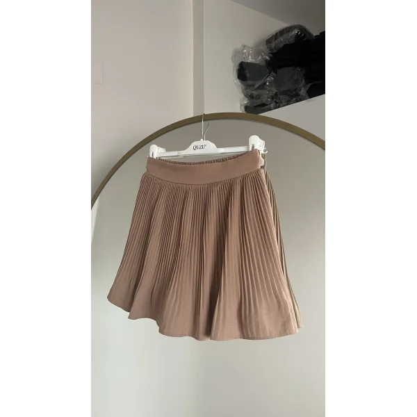 Quzu Pileli Camel Etek ( İçi şortlu astarlı )