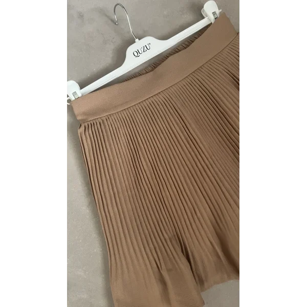 Quzu Pileli Camel Etek ( İçi şortlu astarlı )