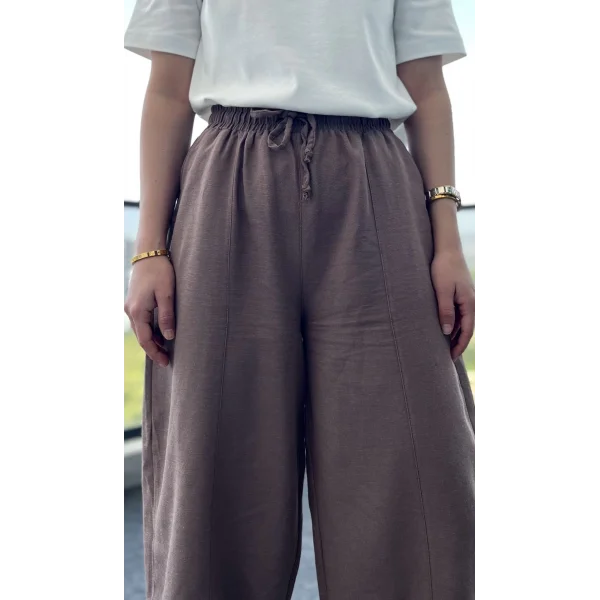 Şalvar Model Ham Keten Açık Kahve Pantolon