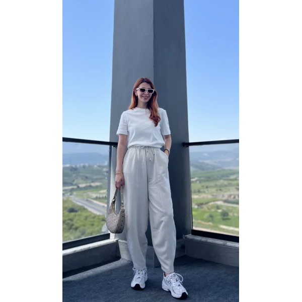 Şalvar Model Ham Keten Taş Pantolon