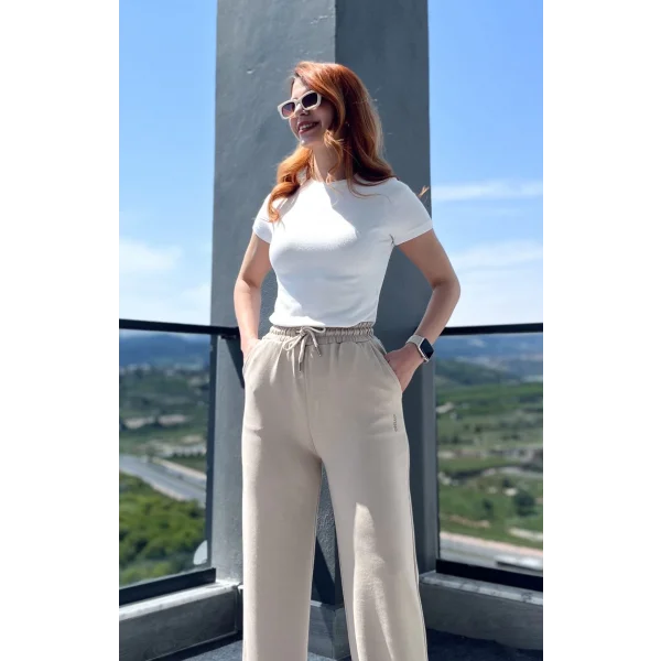 Sho Modal Wide Leg Bej Eşofman