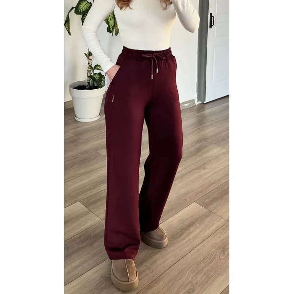 Sho Modal Wide Leg Bordo Eşofman