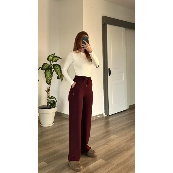 Sho Modal Wide Leg Bordo Eşofman