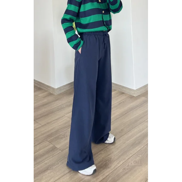 Soft Lacivert Bol Paça Kumaş Pantolon