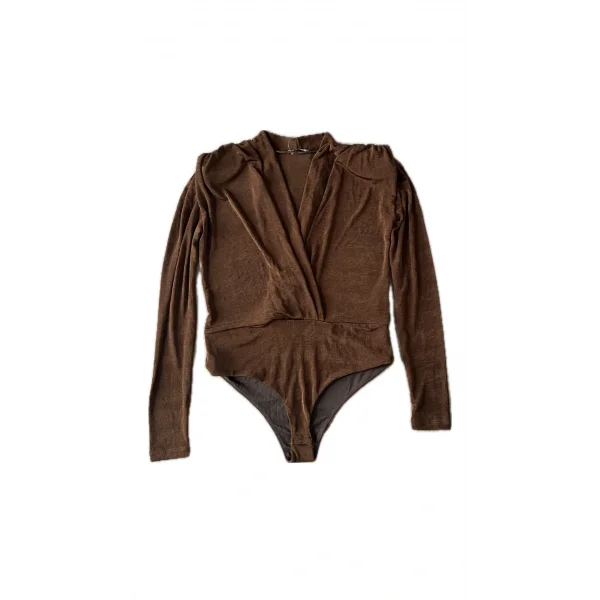 Vatkalı Kahve Bodysuit (çıtçıtlı )