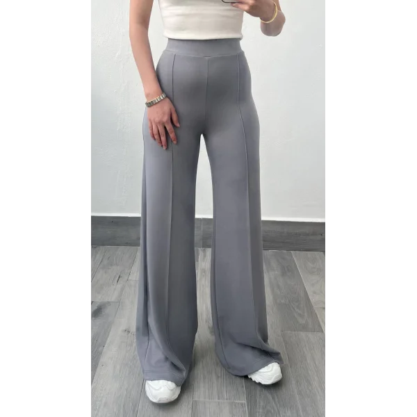 Yüksek Bel Biyeli Oys Gri Modal Eşofman