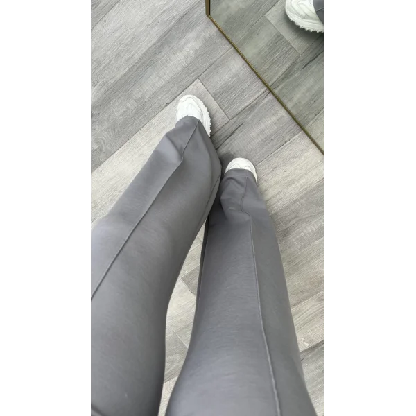 Yüksek Bel Biyeli Oys Gri Modal Eşofman