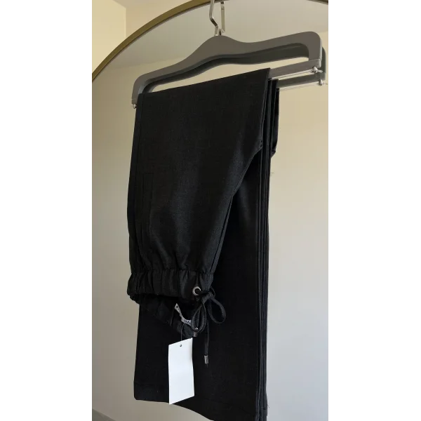 Zr Pamuk kumaş Beli lastikli Kumaş Pantolon (Siyah)