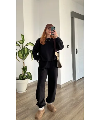 VYLA oversize siyah eşofman takım