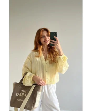 MSD Jakarlı Soft Sarı Gömlek