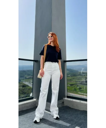 Beyaz Pamuk dokuma Pantolon