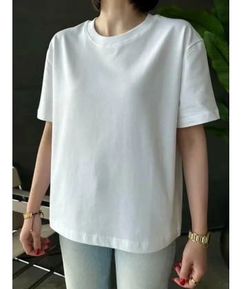 Beyaz Oversize Zr Tshirt (% 100 ) Pamuk (Geniş kesim )