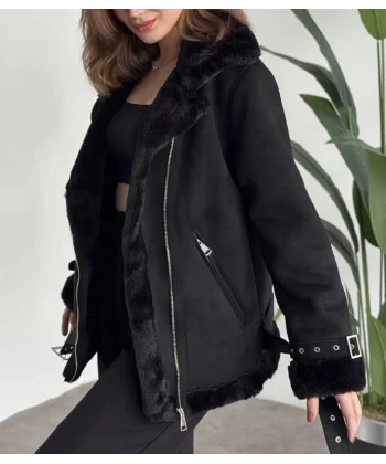 İçi kürklü Biker Kaban
