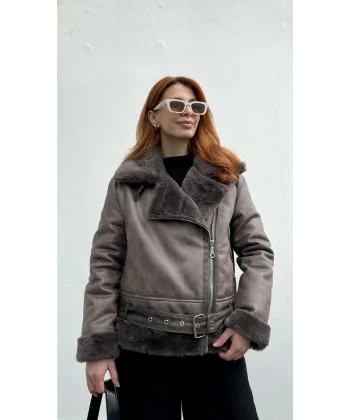 İçi Kürklü Gri Kaban