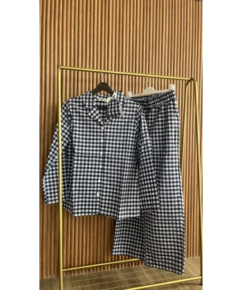 Lacivert desenli Pijama Takımı