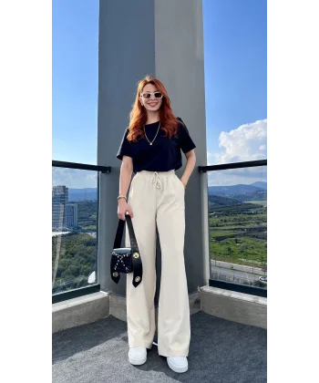 Linda Bol Paça Bej Pantolon