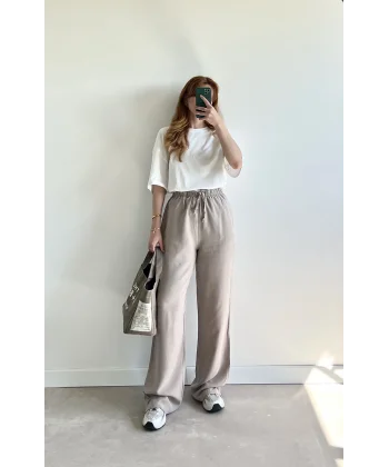 MSD İnce Bel Tensel Açık Vizon Pantolon