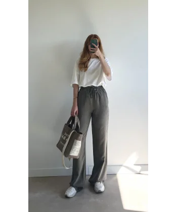 MSD İnce Bel Tensel Soğuk Haki Pantolon