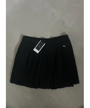 Pileli Siyah Şort Etek