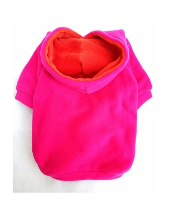 Pembe İçi Polarlı %100 Pamuk Kumaş Köpek Kıyafeti Kapüşonlu Sweatshirt