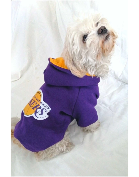 Kapüşonlu Mor Basketboll Köpek Kıyafeti Sweatshirt
