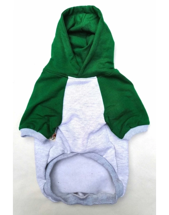 Gri Baskılı %100 Pamuk Kumaş Kedi Köpek Kıyafeti & Elbisesi Kapüşonlu Sweatshirt