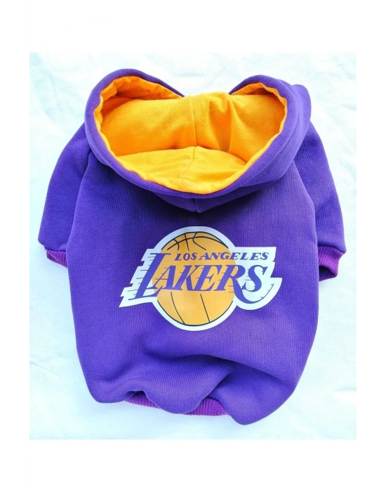 Lakers Baskılı Kedi Kapişonlu Kedi Köpek Kıyafeti Sweatshirt