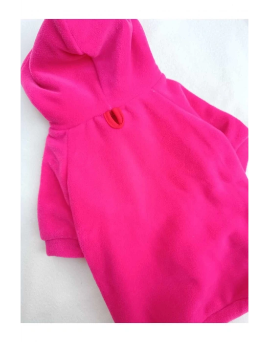 Pembe İçi Polarlı %100 Pamuk Kumaş Köpek Kıyafeti Kapüşonlu Sweatshirt