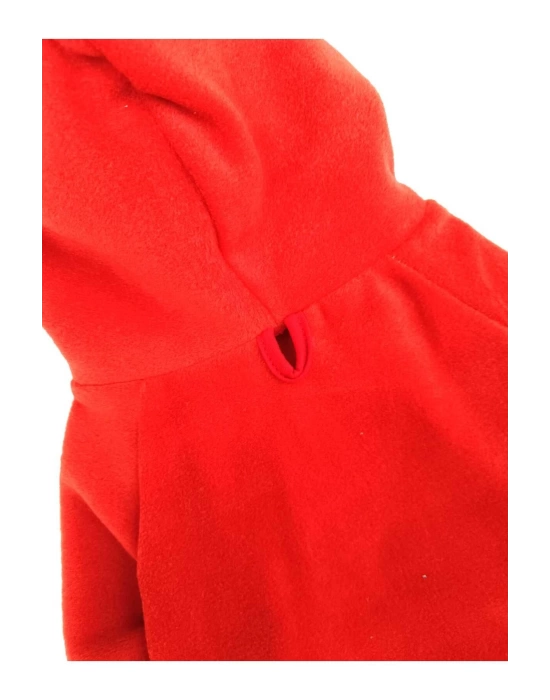 Turuncu İçi Polarlı %100 Pamuk Kumaş Köpek Kıyafeti Kapüşonlu Sweatshirt
