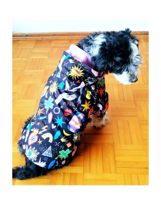 Magic Kapüşonlu Içi Polarlı Köpek Yağmurluğu Dar Kalıp