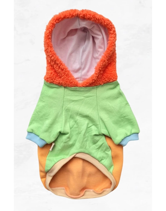 Şeftali Sweat %100 Pamuk Kumaş Köpek Kıyafeti Kapüşonlu Sweatshirt