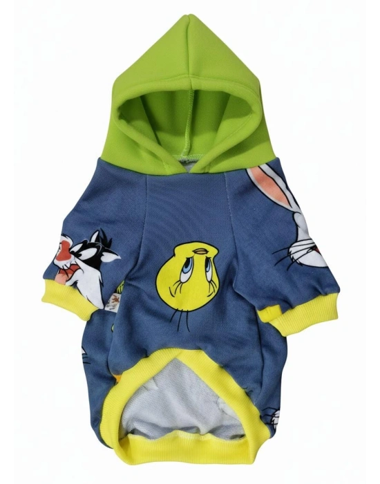 Kapüşonlu Desenli Köpek Sweatshirt – Sevimli Tasarım