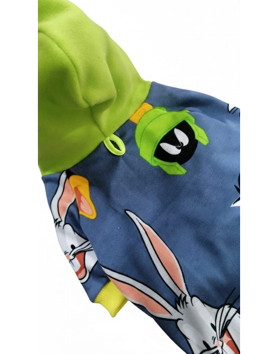 Kapüşonlu Desenli Köpek Sweatshirt – Sevimli Tasarım